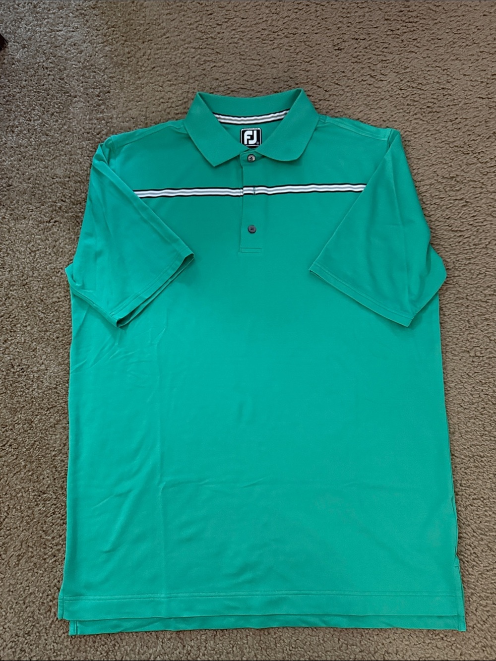 FootJoy Men’s Teal Short-Sleeve Polo with Chest Stripe